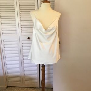 Express white silk cowl camisole NWT